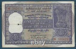 India Republic 100 Rupees, 1962 1967 / Sign 75, P 45, VF usual pinholes