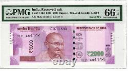 India Reserve Bank 2000 Rupees 2017 P# 116d Solid #4's PMG 66EPQ UNC LT 238