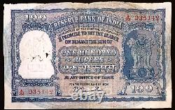 India Rs 100 Big Note V Fine Rama Rau 2 Elephant Correct Hindi Red Serial