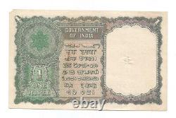 India Rupee 1, UNC Note, 1949, A-1, Inset NIL, Prefix B, KRK Menon