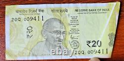 India Unseen Error 20 Rs Extra paper Front print on back huge flip error