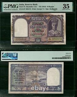 India reserve bank p-24 10 rupees nd (1943) PMG 35