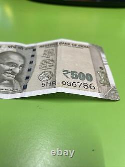 Indian Currency Note With Holy No. 786 Note Rs. 500 Super Rare Only 1 Piece
