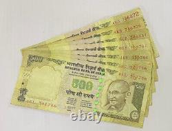 Indian Currency Note With Holy No. 786 Rs. 500 -slightly used 7 notes as per image