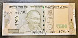 Indian Currency Rs 500 Fresh Note With Special Holy No. 786786 3PCS SET