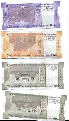 Indian Rupee Currency Paper Money Bank Note 100-200-500-500 Set Of 4 Crisp