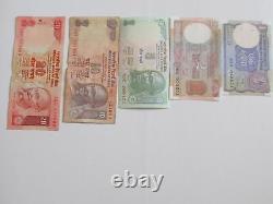 Indian Rupee Currency Paper Money Bank Note 1-2-5-10-20-50-100-500-1000 set of 9