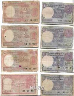 Indian Rupee Currency Paper Money Bank Note 1-2 Set Of 8 Crisp