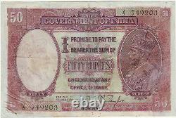 KGV British India Rs 50 JBT, issued 1927, border restored +vignette pcgs curr 66