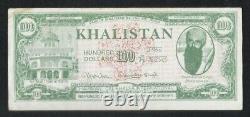 Khalistan 100 Dollars Sikh State in the Punjab region INDIA Propoganda Note