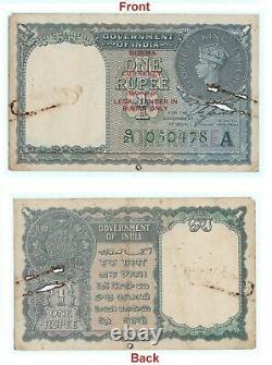 Legal Tender in Burma Only 1 RS British India George VI King Banknote. G5-54