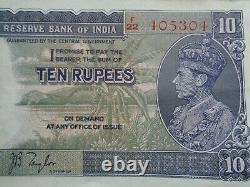 ND 1937 India British 10 Rupees banknote Nice condition