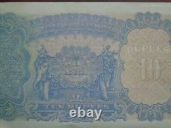 ND 1937 India British 10 Rupees banknote Nice condition