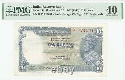 ND(1943) India, Reserve Bank 10 Rupees Pick# 19b EF40 PMG DC-5919