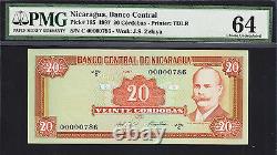 Nicaragua 20 Cordobas 1997 Holy Serial 00000786 Pick-185 CH UNC PMG 64