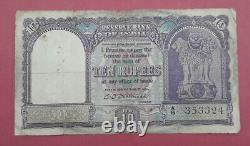 Old India 10 Rupee First Issue RARE C D Deshmukh RARE Note Strong Paper M5