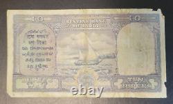 PAKISTAN 10 Rupee Rs BRITISH INDIA OVERPRINT OVPT P. 1 KGVI ND 1947 BANGLADESH