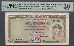 Portuguese India 1000 Escudos Banknote P-46 ND 1959 VF PMG 30