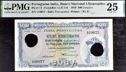 Portuguese India 100 Escudos Pick#43 Jhun&Rez PMG 25 Very Fine Banknote