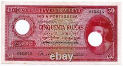Portuguese India Sign A10+p2 Rs 50 Cinquenta Rupias Note British Time 29-11-1945