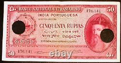 Portuguese India Sign A7+p2 Rs 50 Cinquenta Rupias Note British Time 29-11-1945
