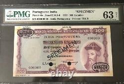 Portuguese India banknote Specimen P44s. Choice Uncirculated Graded 63