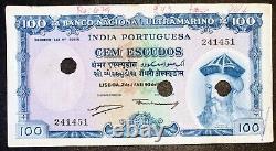 Portuguese India-goa Rs 100 Cem Escudos Vf+ Signa-4 & G-4 Note Dt 2-1-1959