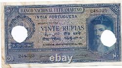 Portuguese India-goa Rs 20 Vinte Rupia Sign A-2+p2 Note British Time 29-11-1945