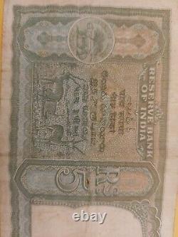 RARE 1943 BRITISH INDIA 5 RUPEES BANKNOTE KING GEORGE VI, P#23a, BLACK SERIAL NO