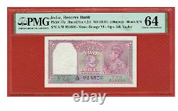 RESERVE BANK OF INDIA (1937) SIGN. J. B. TAYLOR 2 RUPEES (P-17a) PMG CU 64
