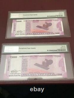 RESERVE BANK OF INDIA 2016 NEW GANDHI 2000 FANCY NO 999999,1000000Pmg 65 And 66