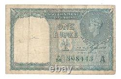 Rare 1 Rs British India Banknote George VI Was Depicted 1st Issue. G5-58