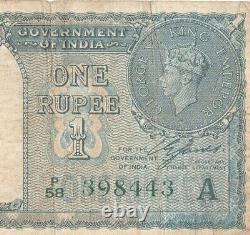Rare 1 Rs British India Banknote George VI Was Depicted 1st Issue. G5-58
