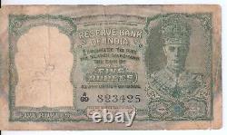 Rare 5 Rupee British India King George VI Deer Note Signed By C D Deshmukh