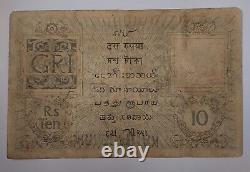 Rare British India 10 Rupees George V 1917 1930(ND) Signature H. Denning