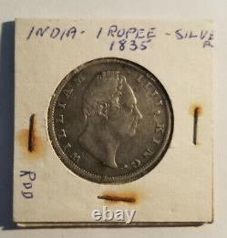 Rare British India 1 Rupee 1835 William IV SILVER COIN ORIGINAL LCC PACKAGING