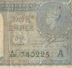 Rare Indian 1 Rs Pre independence Banknote George King VI 1st Issue. G5-59