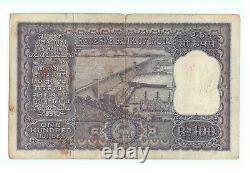 Rare antique Indian 100 Rupees banknote Big Size Hirakud Dam Paper note G5-28