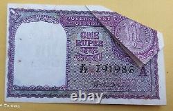 Republic India, 1959, 1 rupees 1957 flip error note