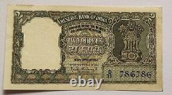 Republic India, 1962 india two rupees reserve bank banknote tiger crisp 786786