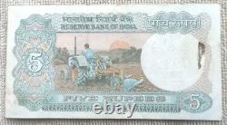 Republic India 5 Rupees Solid Fancy Unc Note 56s-200000 Sign By C. Rangrajan
