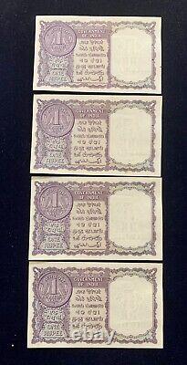 Republic of India 1 Rupee 1957 Pick 75d, L K Jha -B RARE 4 Sequential AU/UNC Cond