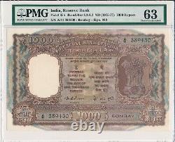 Reserve Bank India 1000 Rupees ND(1975-77) Bombay PMG 63