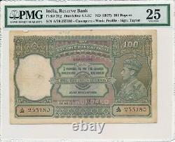 Reserve Bank India 100 Rupees ND(1937) Cawnpore PMG 25