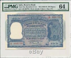 Reserve Bank India 100 Rupees ND(1949-57) PMG 64