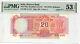 Reserve Bank India 20 Rupees 1975 Solid #1's P# 82g PMG 53EPQ about UNC Lt 208