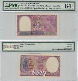Reserve Bank Of India 1937 2 Rupees P# 17a Wmk King George Pmg 64 Choice Unc