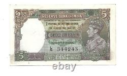 Reserve bank of India 5 ruppps, king George VI