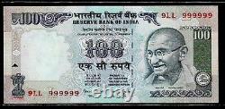 Rs 100/- SUPER SOLID NUMBER SET 9LL 999999 UNC VERY UNIQUE PREV ISSUE