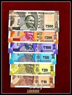 Rs 10,20,50,100,200,500 SOLID NUMBER 1000000 (1 Million) Set UNC India